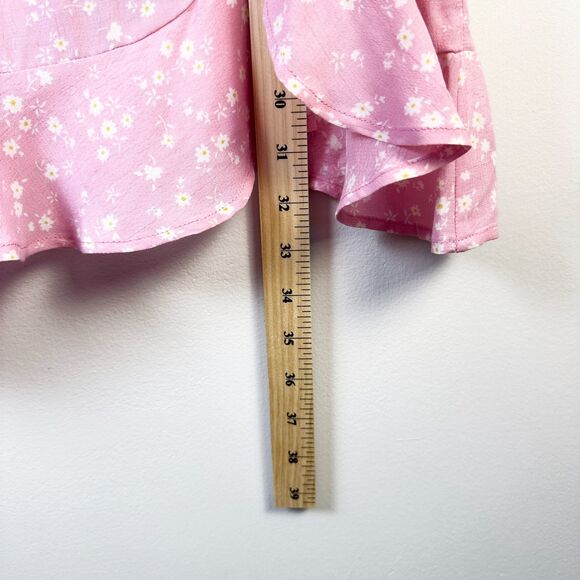 LOVE TREE Dress Women L Pink Floral Babydoll Milkmaid Coquette Open Back NWOT - Picture 8 of 9